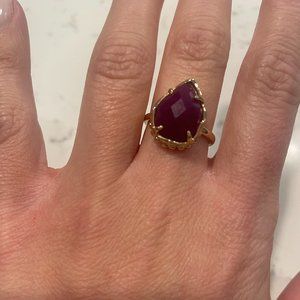Kendra Scott Pear-Shaped Gold Kendra Scott Ring with Purple Stone Size 6